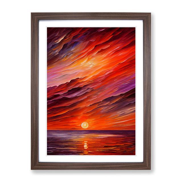 Ocean Sunset View No.7 House of Hampton Size: 46cm H x 34cm W x 2cm D, Frame Colour: Walnut on Productcaster.