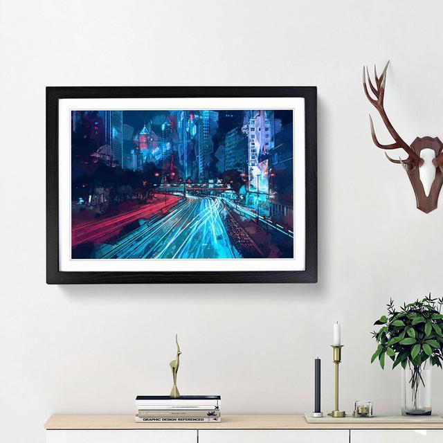 Night Lights of Hong Kong in Abstract - Picture Frame Graphic Art Print East Urban Home Size: 27cm H x 36cm W x 2cm D, Frame Option: Black Framed on Productcaster.