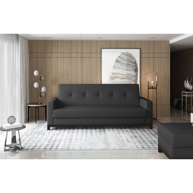 Selene Sofa Paros 05 Walnut_UK Latitude Run Upholstery Colour: Black, Leg Colour: Walnut on Productcaster.