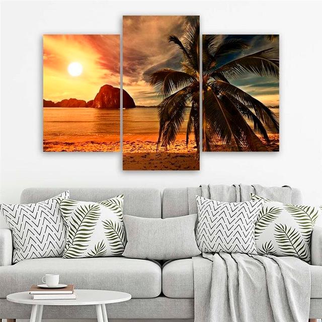 Tropical Beach - 3 Piece Wrapped Canvas Photograph Print Set House of Hampton Size: 60cm H x 90cm W on Productcaster.