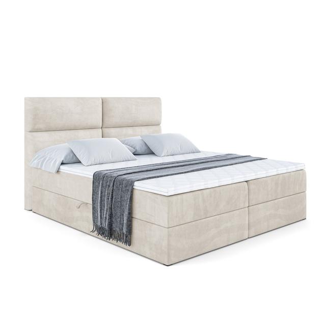 Boxspringbett mit bettkasten und Topper 17 Stories Farbe: Beige Creme, Größe: 120 x 200 cm on Productcaster.