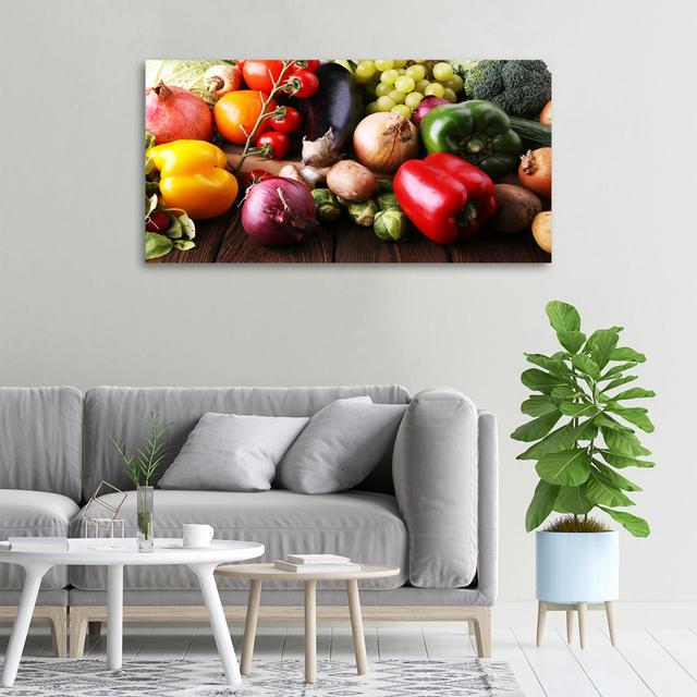 Vegetables And Fruits - Print Ebern Designs Size: 70cm H x 100cm W x 4cm D, Format: Glass on Productcaster.