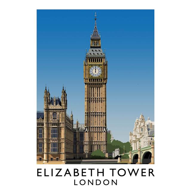 Elizabeth Tower 1 by Richard O'Neil - Graphic Art Print on Paper East Urban Home Format: No Frame, Size: 50 cm H x 40 cm W x 1 cm D on Productcaster.