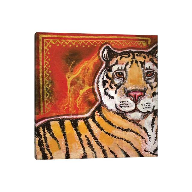 Tiger by Lynnette Shelley - Painting on Canvas Rosalind Wheeler Size: 30.48cm H x 30.48cm W x 1.9cm D, Format: Wrapped Canvas on Productcaster.