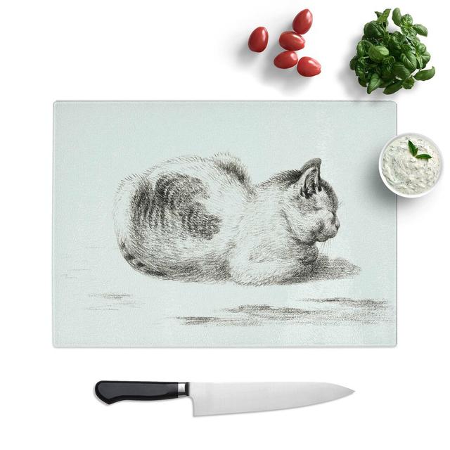 Tempered Glass The Cat by Jean Bernard Chopping Board East Urban Home Size: 39 cm W x 28.5 cm L on Productcaster.