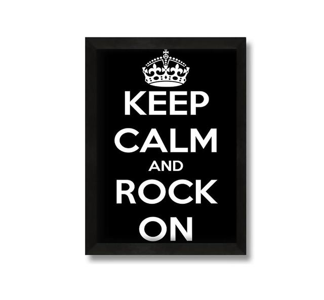 Keep Calm and Rock - Picture Frame Typography on Canvas Maturi Size: 30cm H x 21cm W x 10cm D on Productcaster.