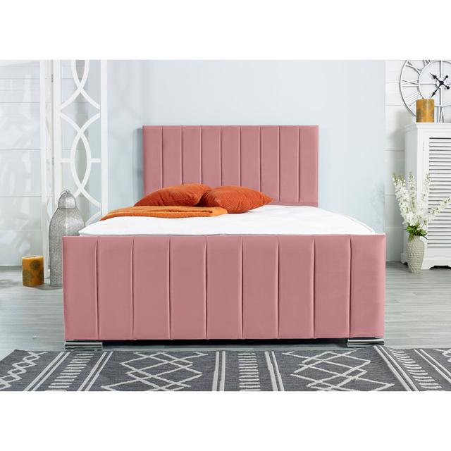 Farryn Upholstered Bed Frame Wayfair Sleep Size: Super King - W 187.9 x L 218.4cm, Colour: Pink on Productcaster.