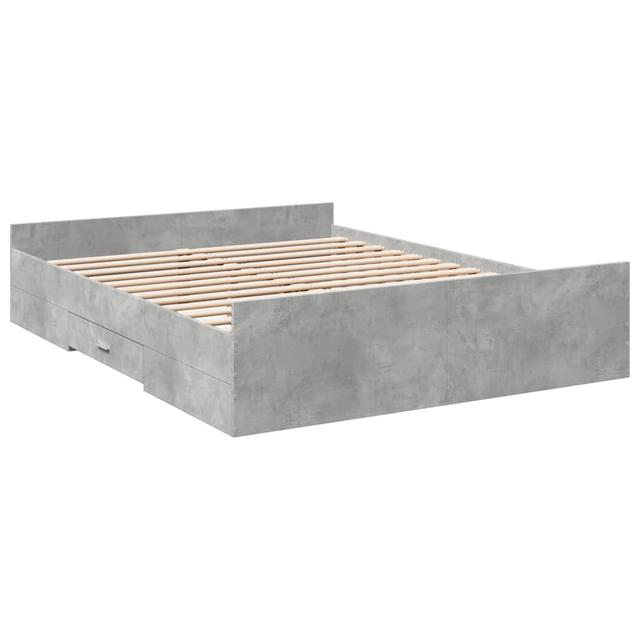 Vidaxl Bed Frame With Drawers Concrete Grey 17 Stories Size: European Double (140 x 200cm) on Productcaster.