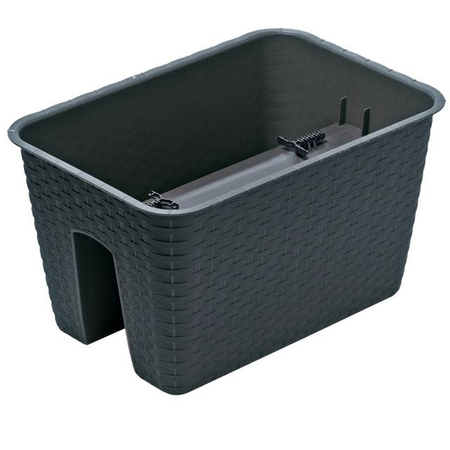 Elburn Plastic Balcony Planter Dakota Fields Size: 22.5cm H x 40cm W x 27cm D, Colour: Black on Productcaster.