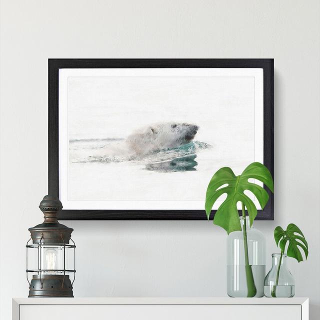 Polar Bear Swimming - Picture Frame Painting Print East Urban Home Size: 24cm H x 33cm W x 2cm D, Format: Black on Productcaster.