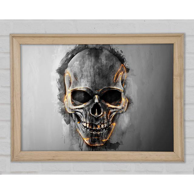 Fire Skull 1 Framed Print Wall Art Happy Larry Size: 42cm H x 59.7cm W x 1.5cm D, Format: Gunmetal Framed Paper on Productcaster.