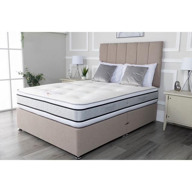 Aspelare Pocket Memory Divan Bed Set Fairmont Park Colour: Mink Plush Velvet, Size: Kingsize, Storage Type: 2 Drawers on Productcaster.