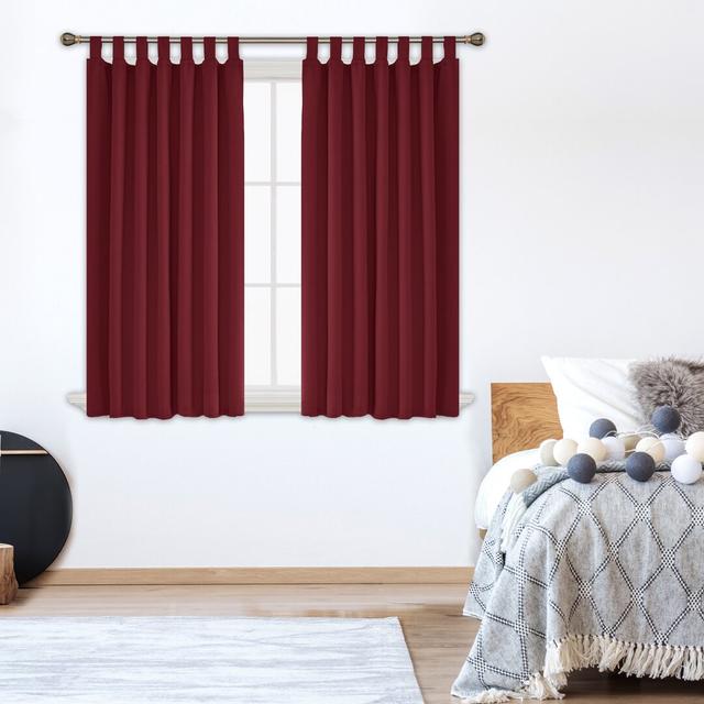 Polyester Blackout Tab Top Curtain Pair (Set of 2) Deconovo Panel Size: 140 W x 175 D cm, Colour: Red on Productcaster.