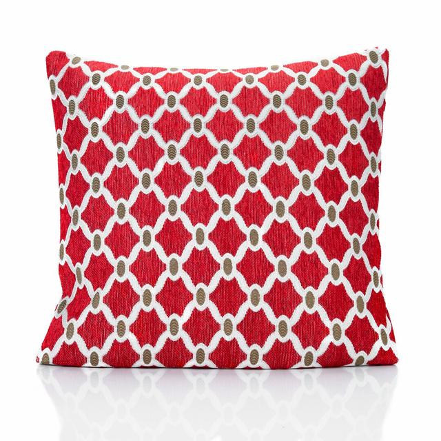 Beauville Geometric Square Throw Cushion ClassicLiving Size: 55 x 55cm, Colour: Red on Productcaster.