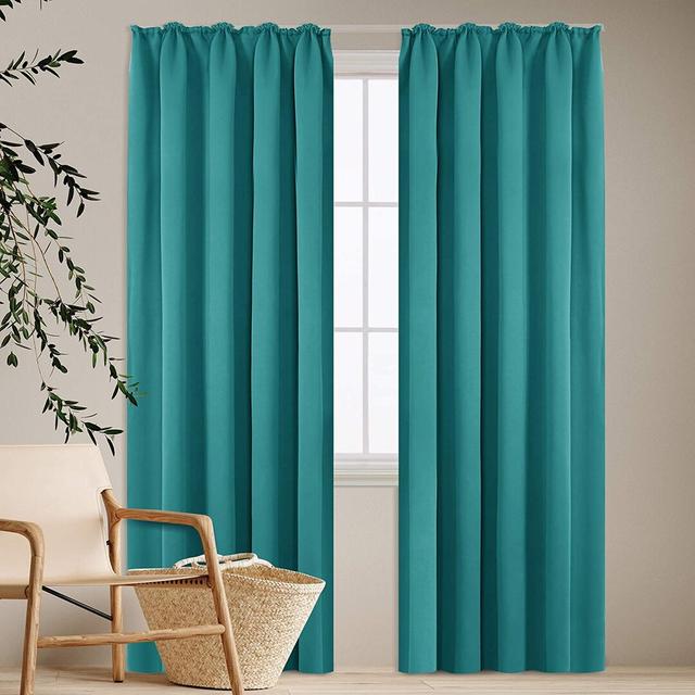 Deavin Polyester Blackout Rod Pocket Curtain Pair (Set of 2) Ebern Designs Colour: Turquoise, Panel Size: Width 140 x Drop 200cm on Productcaster.