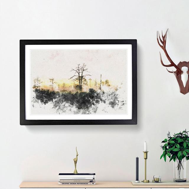 Fog over Woodland - Picture Frame Painting Print East Urban Home Frame Option: Black Framed, Size: 45cm H x 63cm W x 2cm D on Productcaster.