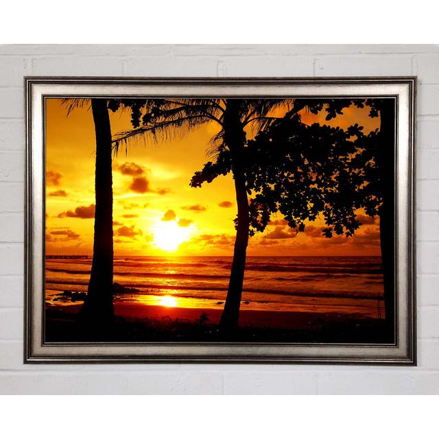 Sun Reflections Over The Beach - Print Highland Dunes Size: 100cm H x 141cm W x 8cm D, Format: Silver/Black Framed Paper on Productcaster.