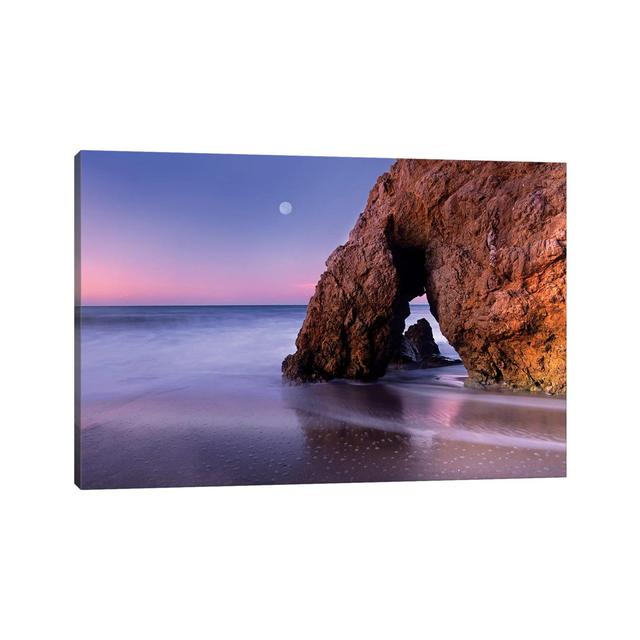 Sea Arch and Full Moon over El Matador State Beach by Tim Fitzharris - Wrapped Canvas Photograph House of Hampton Size: 20.32cm H x 30.48cm W x 1.91cm on Productcaster.