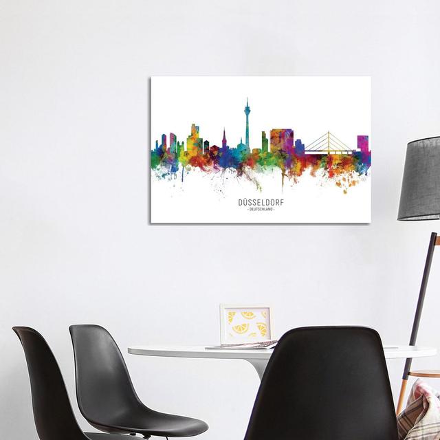 Dusseldorf Deutschland Skyline by Michael Tompsett - Wrapped Canvas Art Prints Brayden Studio Size: 66.04cm H x 101.6cm W on Productcaster.