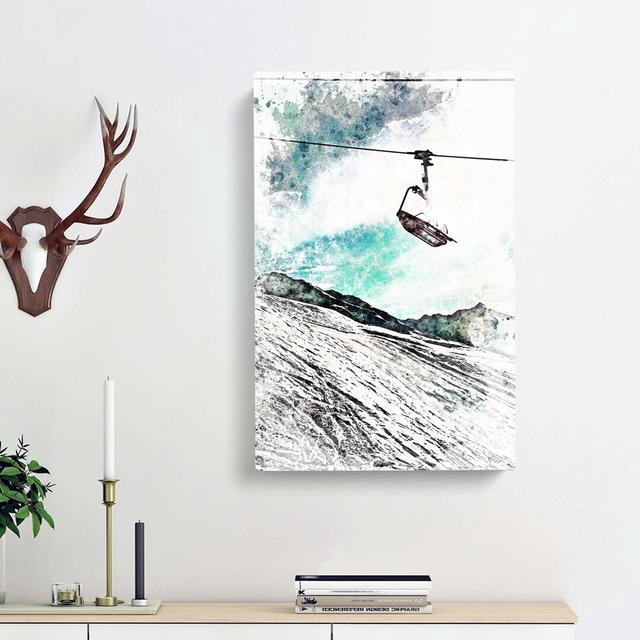 Ski Lift In The Alps In Abstract - Wrapped Canvas Painting East Urban Home Size: 50cm H x 35cm W x 3cm D on Productcaster.