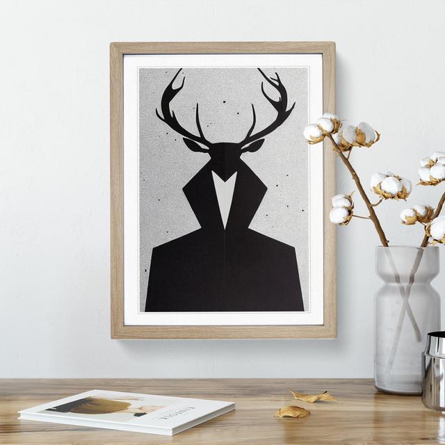 Male Stag No.2 Abstract Happy Larry Size: 36cm H x 27cm W, Format: Grey Framed Paper on Productcaster.