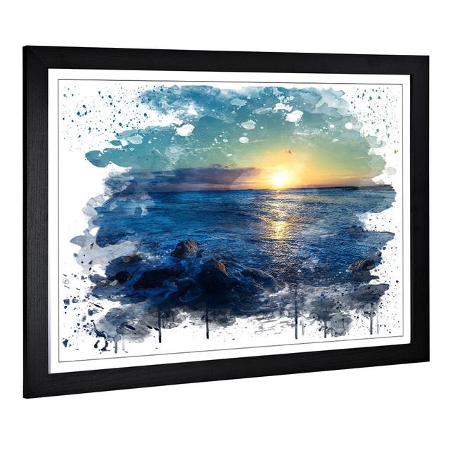 'Beautiful Sunset Seascape' Graphic Art Print Latitude Run Size: 45cm H x 62cm W, Format: Framed Picture on Productcaster.