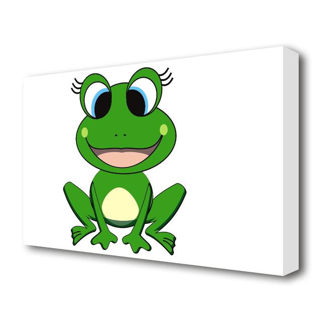 Happy Frog Ready to Leap Childrens - Wrapped Canvas Graphic Art Print East Urban Home Size: 66 cm H x 101.6 cm W x 4.4 cm D on Productcaster.