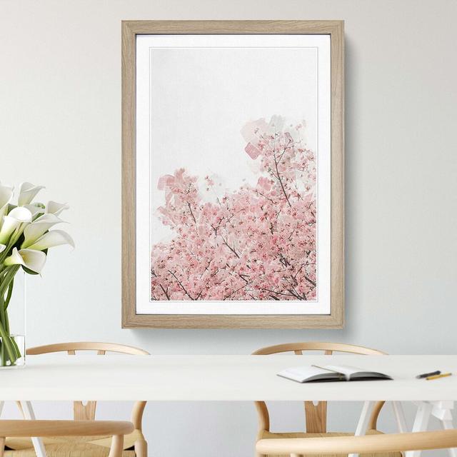 Pink Cherry Tree in Abstract - Picture Frame Graphic Art Print East Urban Home Frame Option: Oak, Size: 60cm H x 40cm W x 2cm D on Productcaster.