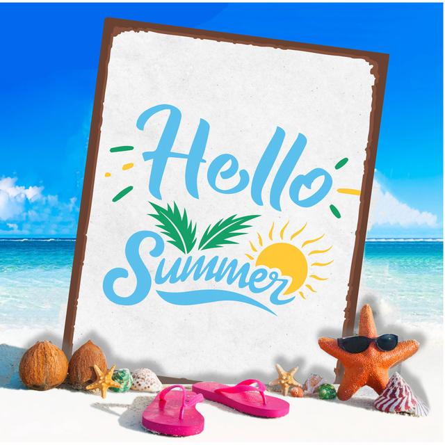 Holiday Hello Summer Beach Sea Wall Décor East Urban Home Size: 40cm H x 28cm W on Productcaster.