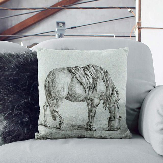 A Drinking Horse by Jean Bernard Cushion with Filling East Urban Home Size: 40 x 40 cm, Backing Colour: Black on Productcaster.