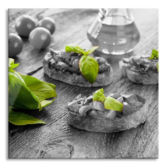 Delicious Italian Buschetta - No Frame Print on Glass Brayden Studio Size: 70cm H x 70cm W x 0.4cm D on Productcaster.