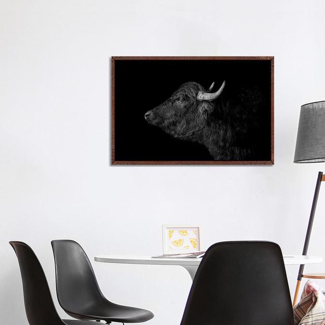 Buffalo by Paul Neville - Photograph Print on Canvas August Grove Size: 66.04cm H x 101.6cm W x 3.81cm D, Format: Classic Brown Wood Framed on Productcaster.