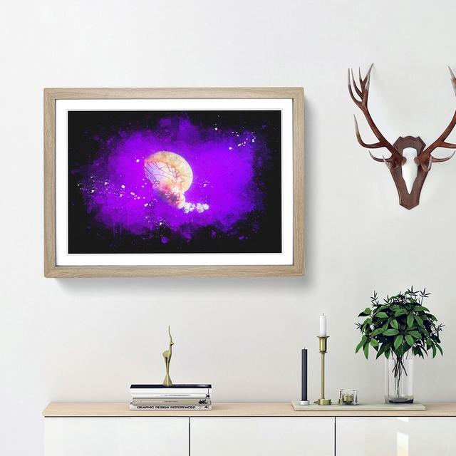 Jellyfish Paint Splash - Picture Frame Graphic Art East Urban Home Size: 60cm H x 91cm W x 2cm D, Frame Option: Oak Framed on Productcaster.