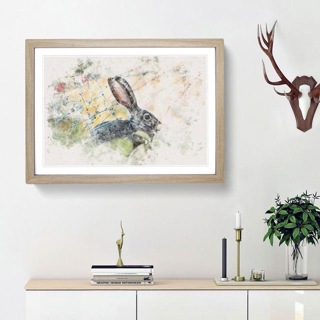 Hare in the Bushes - Picture Frame Painting Print East Urban Home Frame Option: Oak Framed, Size: 36cm H x 48cm W x 2cm D on Productcaster.