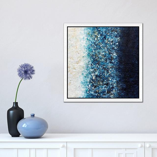 Sapphire Blaze by Nikki Chauhan - Floater Frame Painting on Canvas Ebern Designs Size: 45.72cm H x 45.72cm W x 3.81cm D, Frame Option: White on Productcaster.