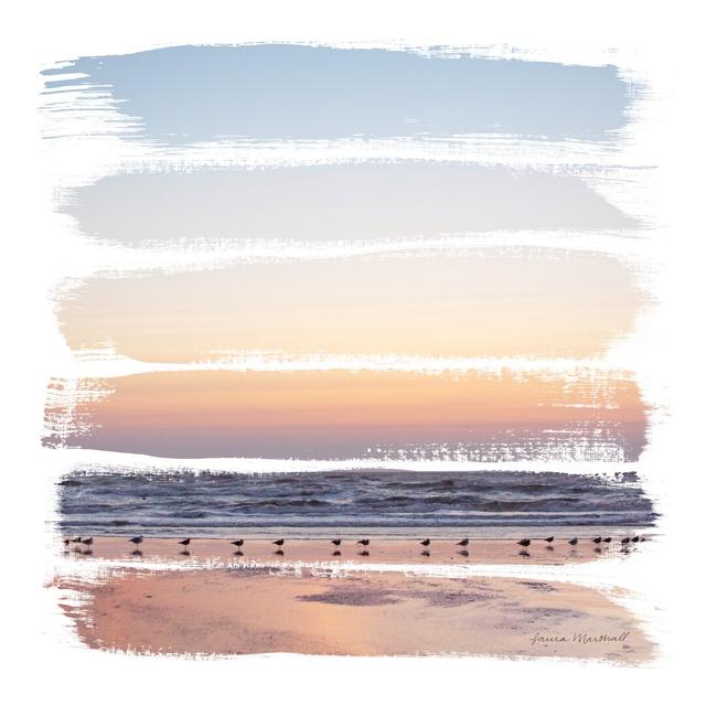 Sunset Stripes I by Laura Marshall - Unframed Graphic Art Print on Canvas Blue Elephant Size: 30cm H x 30cm W on Productcaster.