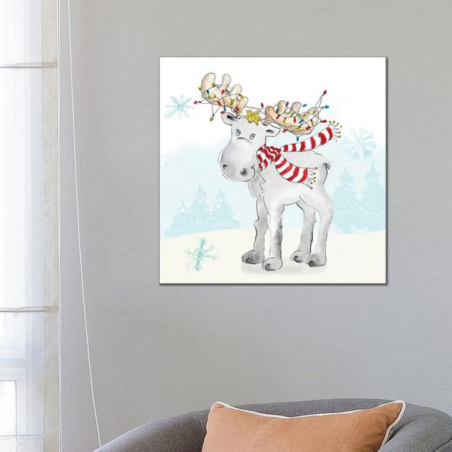 Whimsical Moose by Patricia Pinto - Wrapped Canvas Gallery-Wrapped Canvas Giclée The Seasonal Aisle Size: 66.04cm H x 66.04cm W on Productcaster.