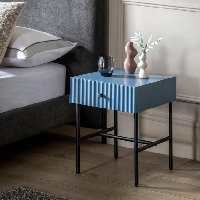 Oswaldo Iron Bedside Table 17 Stories Colour: Blue on Productcaster.