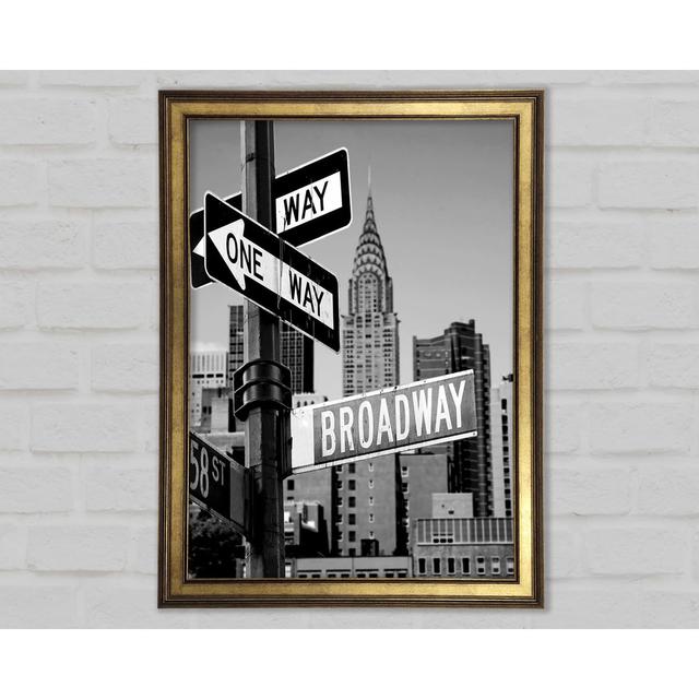 New York Signs To Broadway B N W - Print Brayden Studio Size: 29.7cm H x 21cm W x 1.5cm D on Productcaster.