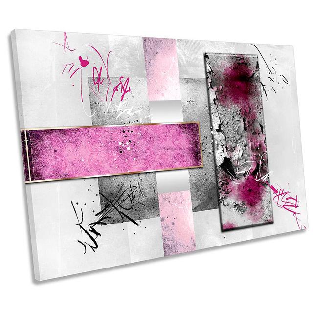 Abstract Pink Blocks Print CANVAS WALL ART Picture Grey Ivy Bronx Size: 61cm H x 91.4cm W x 4cm D on Productcaster.