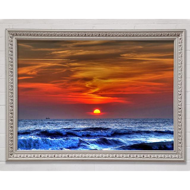 Sunset On The Beach Framed Print House of Hampton Size: 21cm H x 29.7cm W x 3cm D on Productcaster.