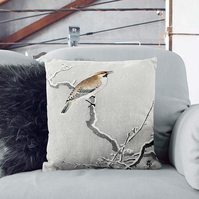 Bohemian Bird on a Snowy Branch by Ohara Koson Cushion with Filling East Urban Home Size: 40cm H x 40cm W x 15cm D on Productcaster.