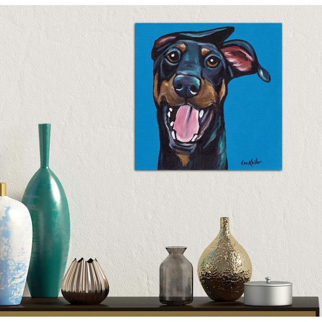 Fun Doberman - Wrapped Canvas Painting Print 17 Stories Size: 45.72cm H x 45.72cm W x 3.81cm D on Productcaster.