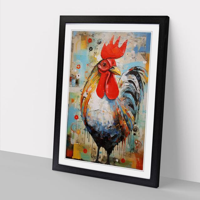 Chicken Abstract - Print Brambly Cottage Format: Black Framed, Size: 64cm H x 46cm W x 2cm D on Productcaster.