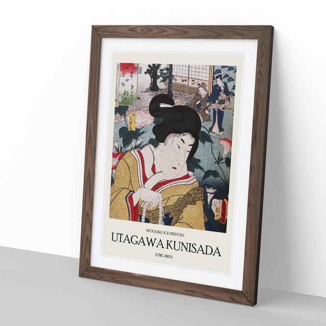 Woman with Flowers Print by Utagawa Kunisada - Picture Frame Painting East Urban Home Frame Option: Walnut, Size: 48cm H x 36cm W x 2cm D on Productcaster.