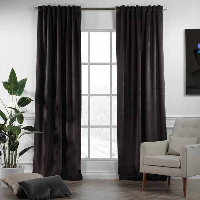 Extra Long & Extra Wide Matte Velvet Curtain Panel Lilijan Home & Curtain Curtain Colour: Onyx, Panel Size: 140cm Width x 500cm Drop on Productcaster.