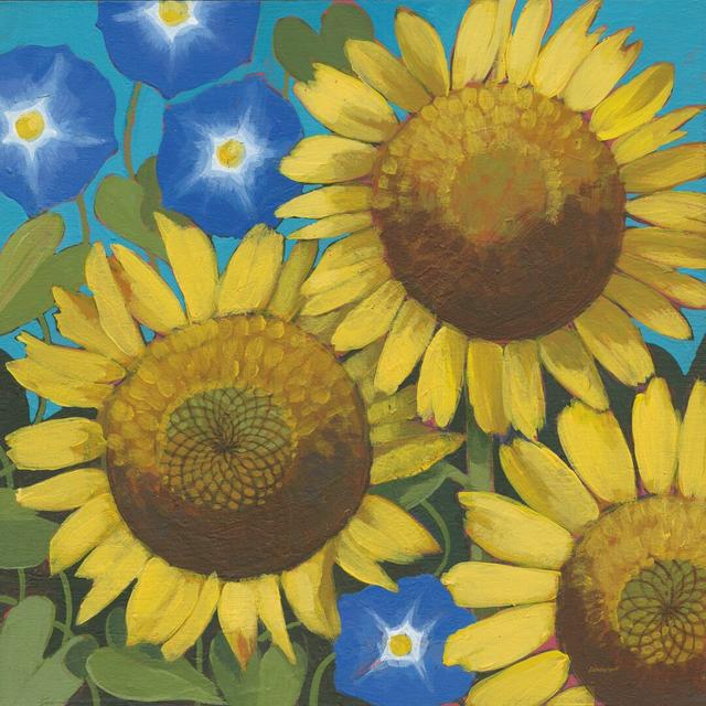 Sunflower Time by Kathrine Lovell - Wrapped Canvas Painting Print August Grove Size: 30cm H x 30cm W on Productcaster.