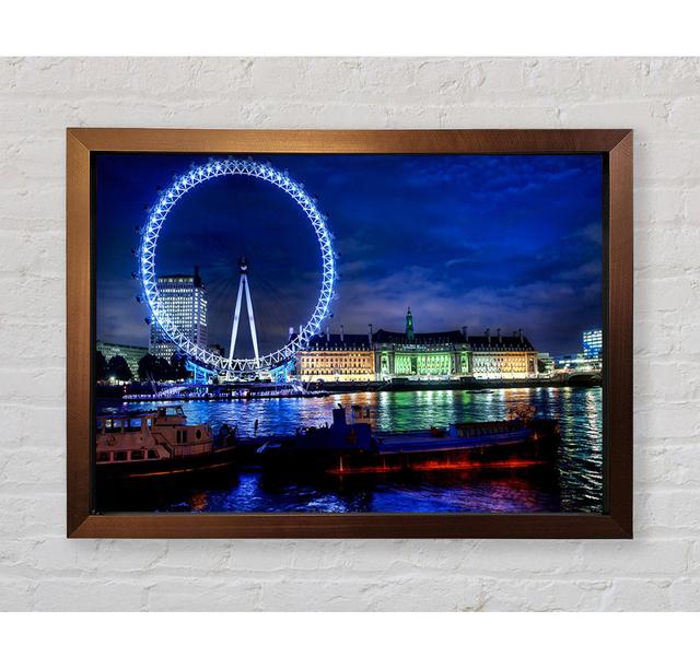 The London Eye At Night - Single Picture Frame Art Prints Bright Star Size: 59.7cm H x 84.1cm W x 3.4cm D on Productcaster.