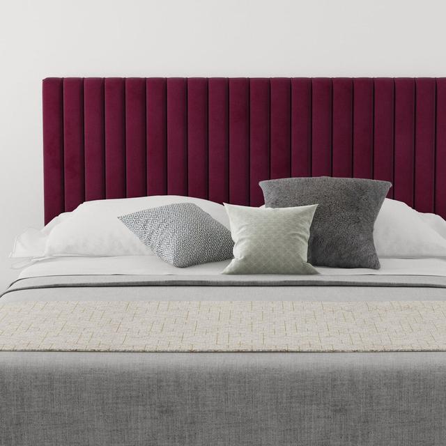 Hailey Upholstered Headboard Etta Avenue Upholstery: Velvet Berry, Size: Small Double (4') on Productcaster.