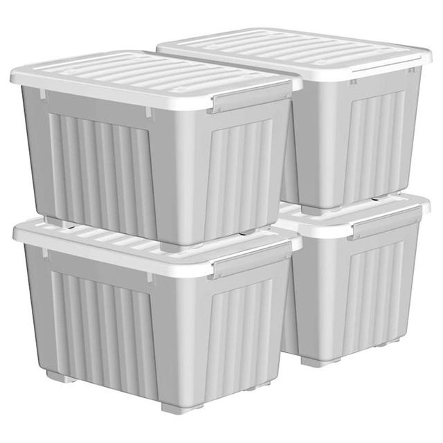 Rebrilliant Plastic Bin (Set of 4) Rebrilliant Colour: Grey, Capacity: 80 on Productcaster.